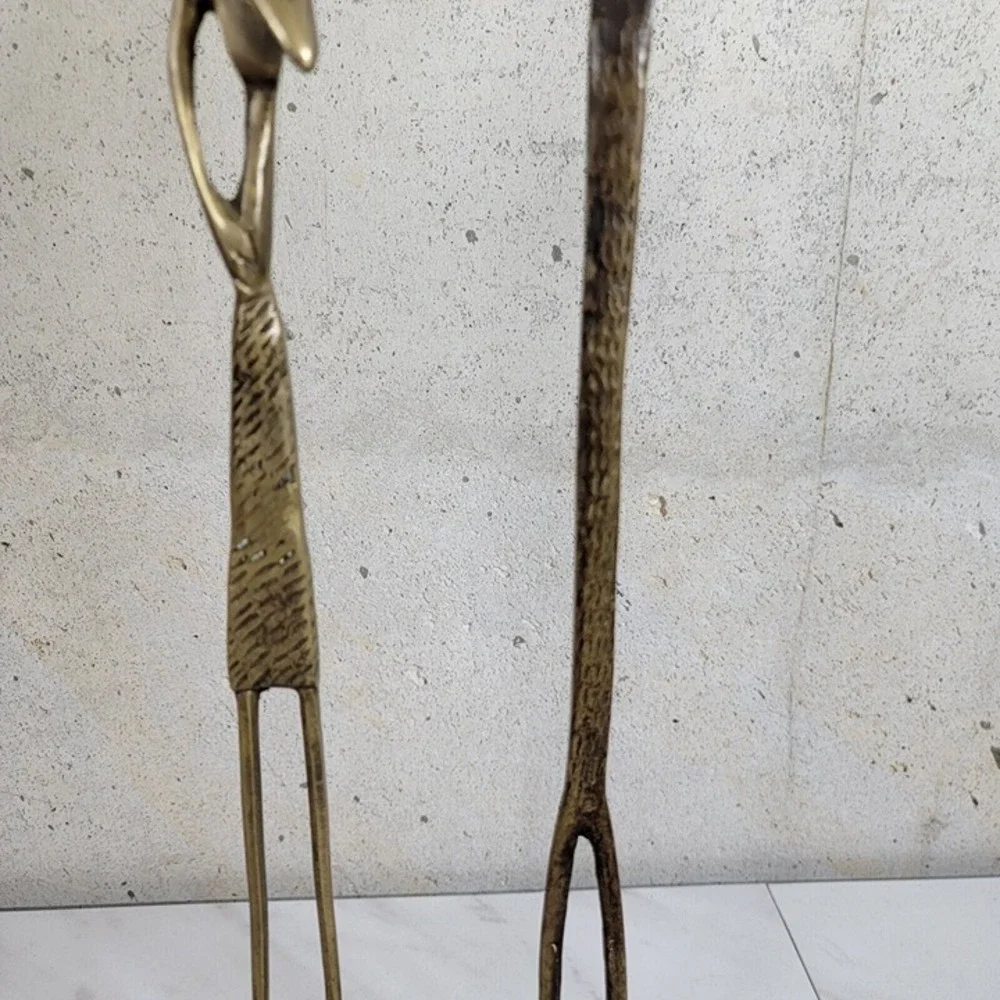 Set MID CENTURY AFRICAN BRONZE ELONGATED‎ MAN SCULPTURE STATUE GIACOMETTI STYLE